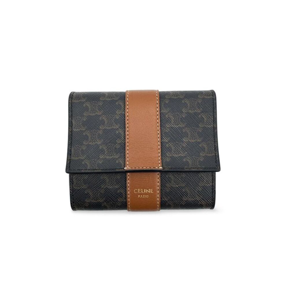 Celine Triomphe Canvas Small Flap Wallet Tan